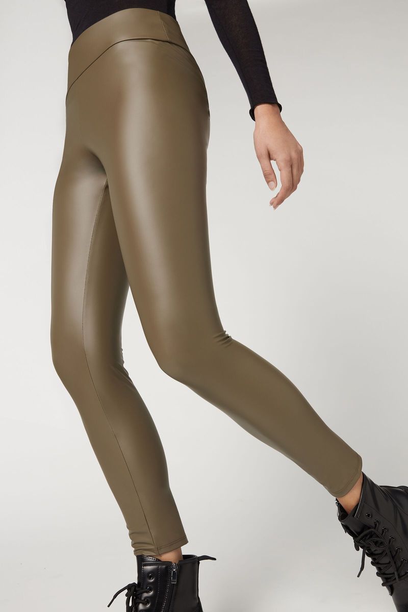 Calzedonia Legging Efeito Couro - Verde 