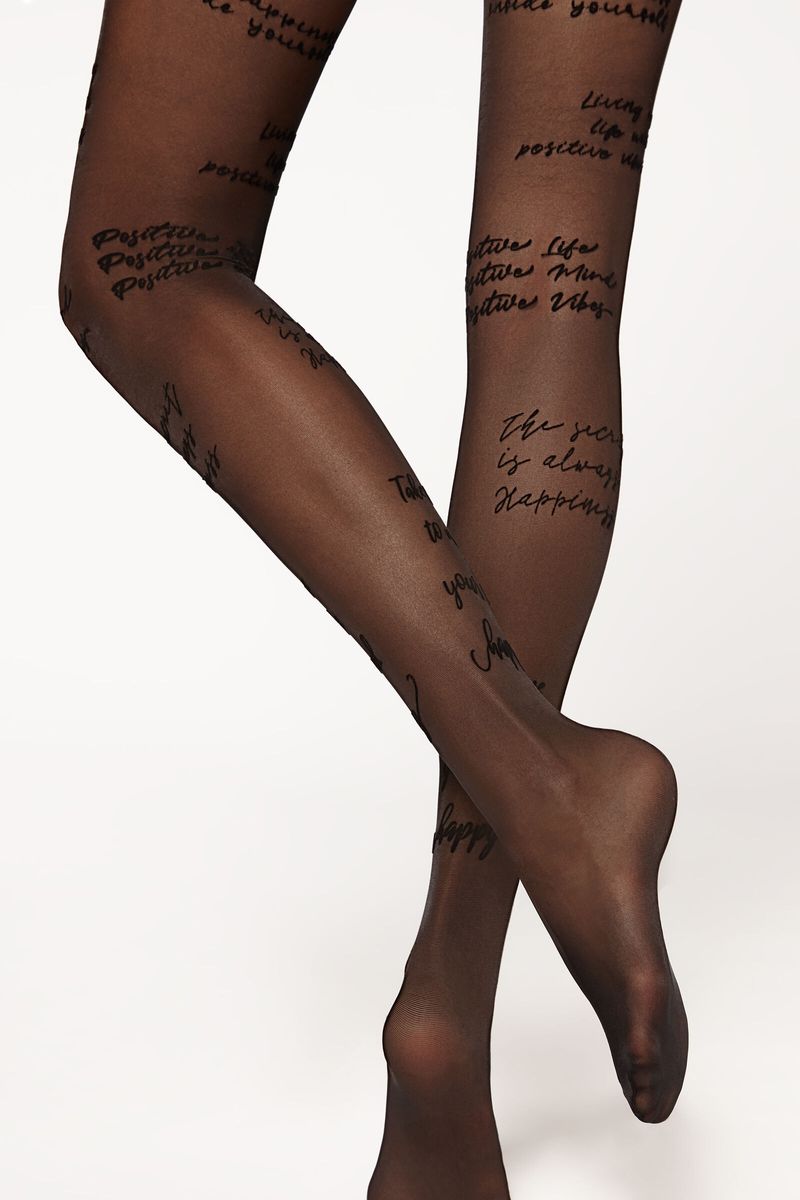 Calzedonia Collants Transparentes 30 Den Love Flock 5148 - preto