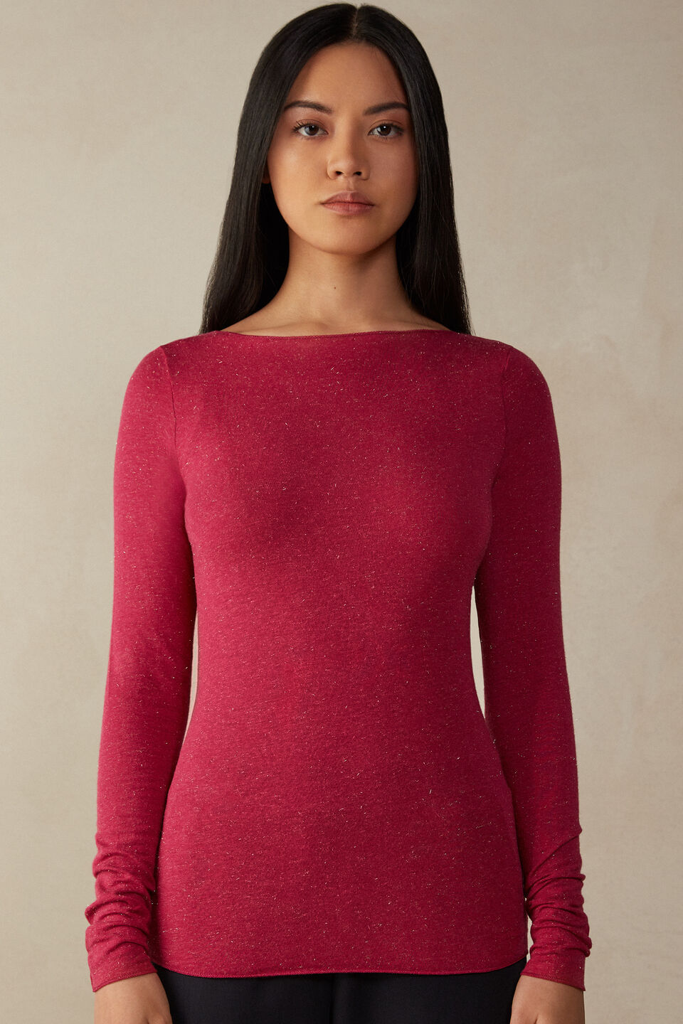 Blusa Manga Comprida Em Modal Light Com Cashmere - CL159B - Intimissimi