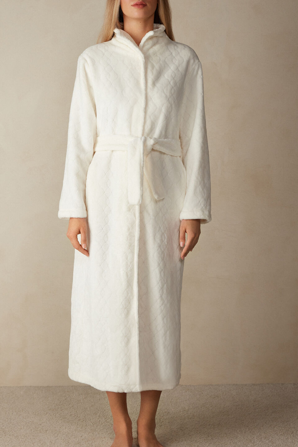 Robe Comprido com Detalhes em Renda Caress White - Dama de Copas