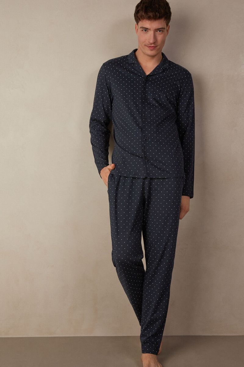 PLU599_172J_1-PIJAMA-COMPRIDO-ABERTO-ESTAMPA-BOLINHAS-EM-ALGODAO