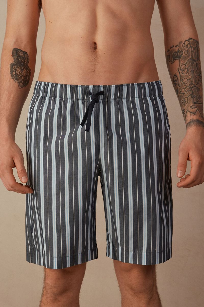 PUC271_303J_3-PANTALONE-CORTO-A-RIGHE-IN-TELA-DI-COTONE