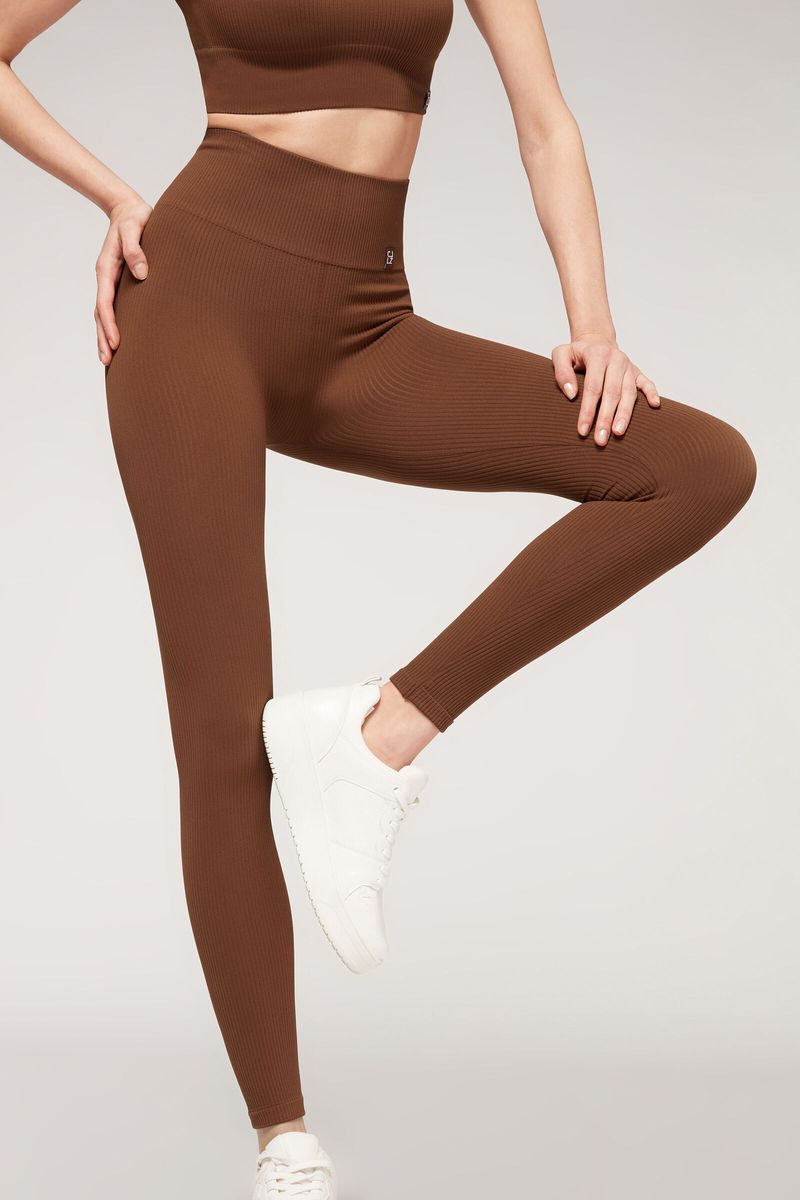 Calzedonia Leggings  Senhora Leggings Seamless com Canelado Fino 5276 -  castanho > norelabella