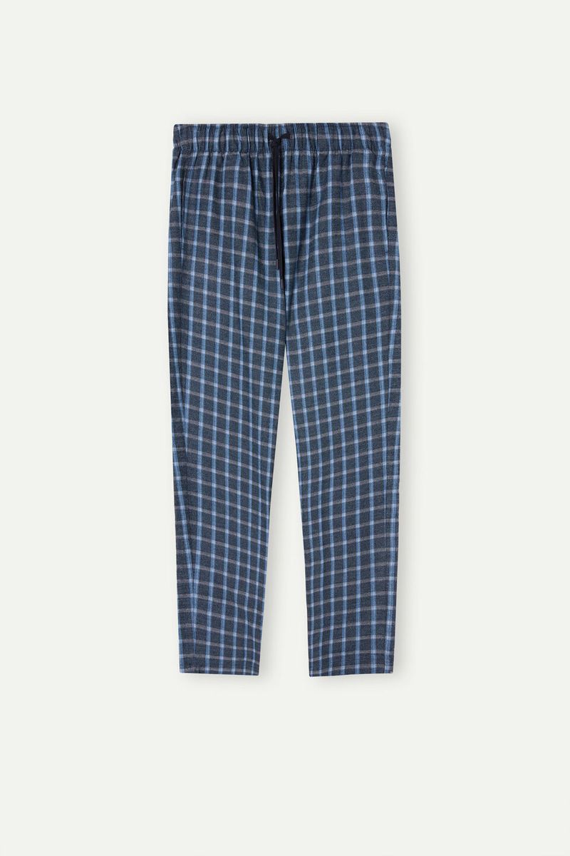 PUL391_089J_10-PANTALONE-LUNGO-FANTASIA-CHECK-DENIM-E-ROSSO-IN-TELA-GARZATA
