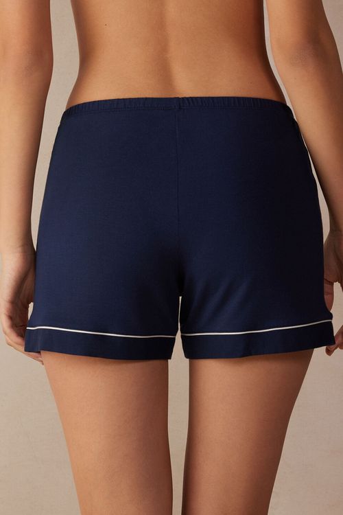 Shorts Em Modal Com Detalhes - Azul