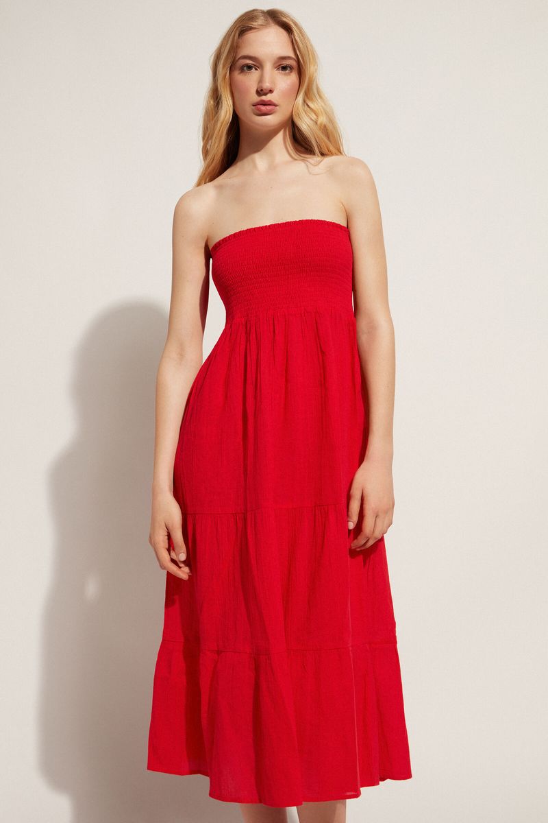 VESTIDO STRAPLESS ROJO – Tienda Debut