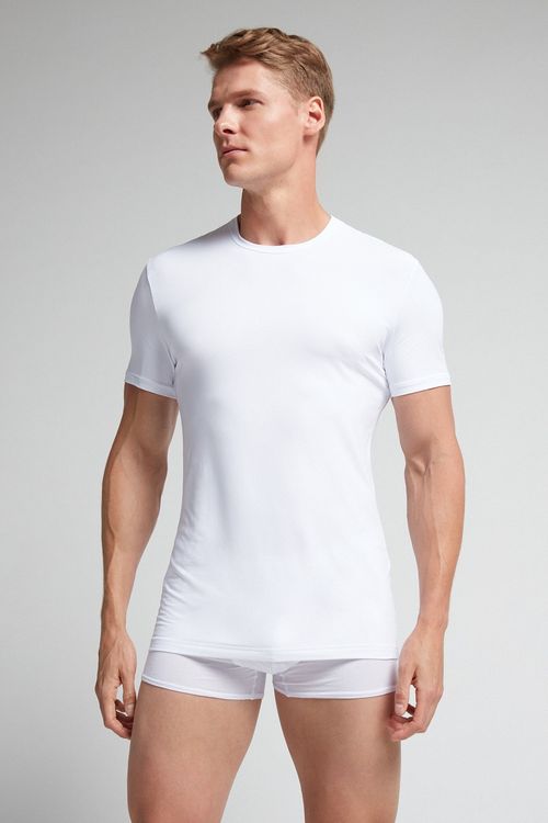 Camiseta Manga Curta Em Microfibra - Branco