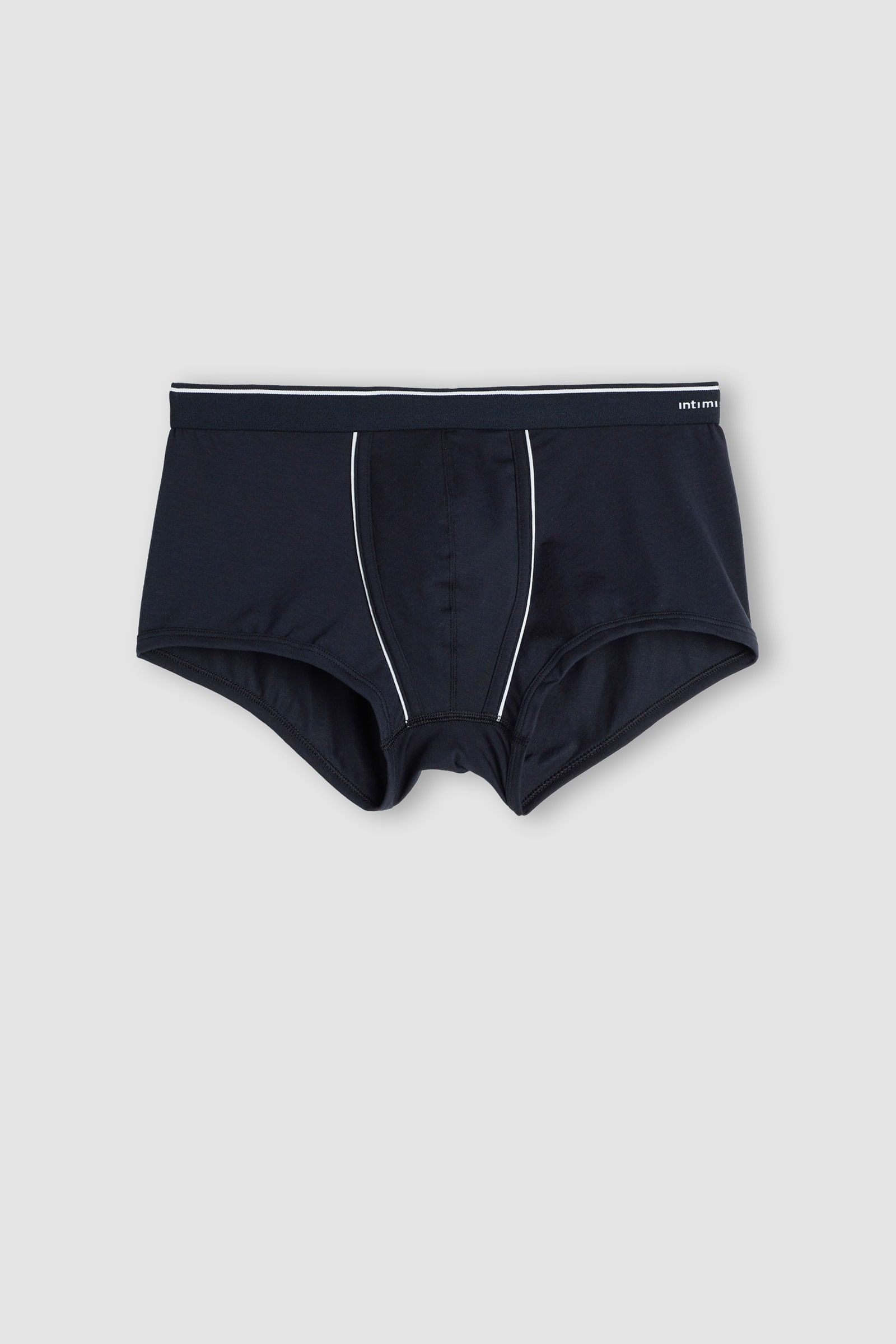 Cueca Boxer De Algodão Supima Com Elástico Visível - Azul