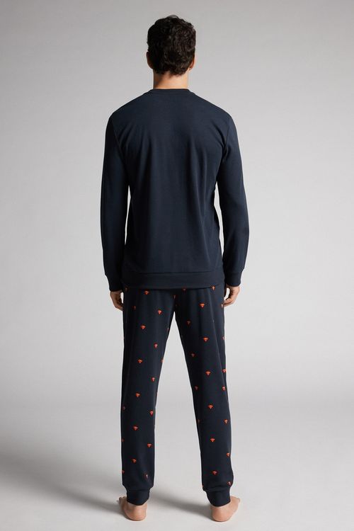 Pijama Comprido Super-Homem Em Algodão - Azul