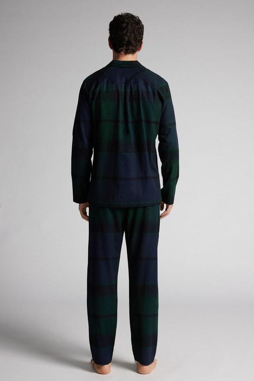 Pijama Comprido Xadrez Em Algodão - Verde