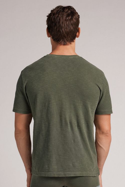 Camiseta Em Jersey De Algodão Slub - Verde