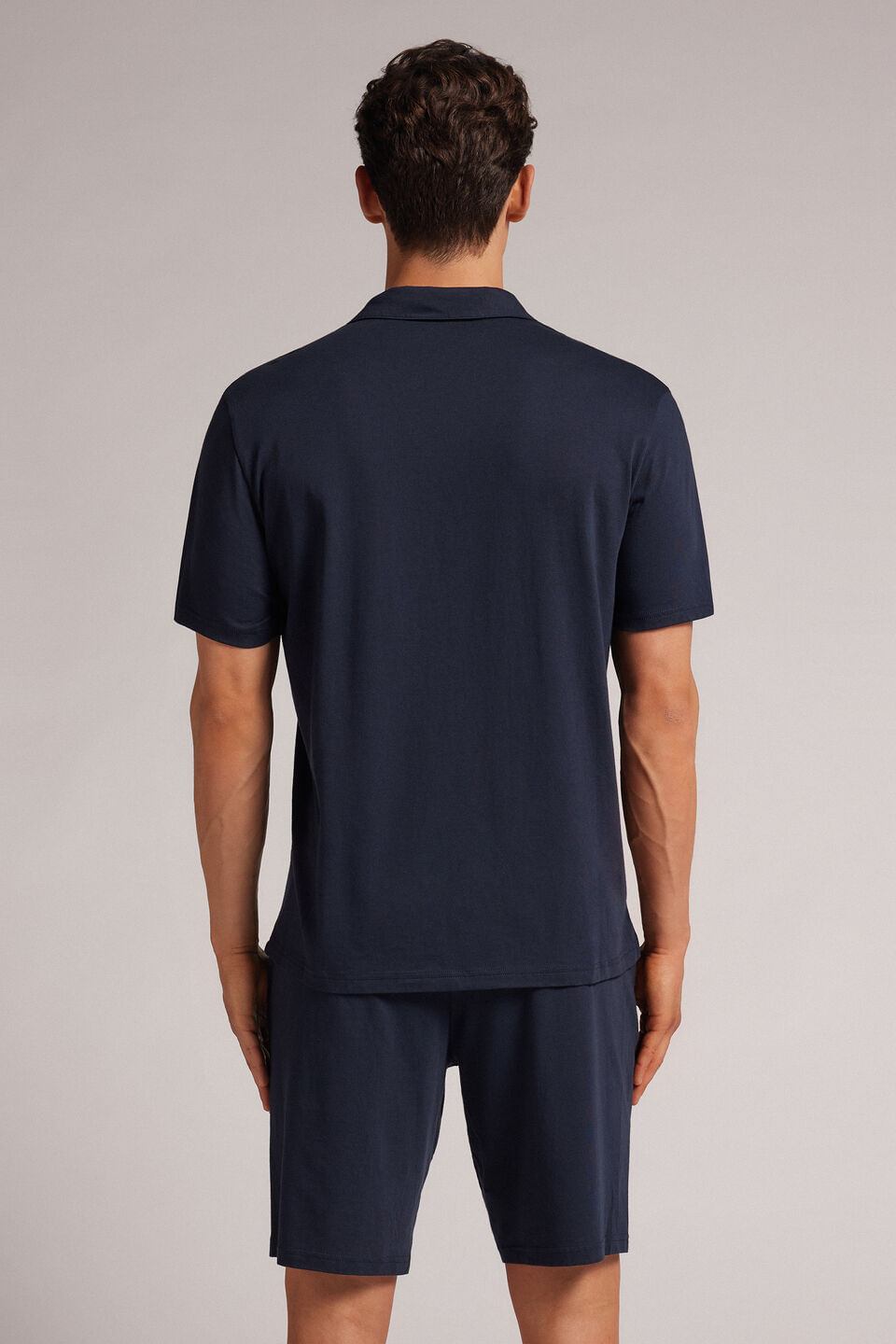 Pijama Curto Em Algodão - Azul