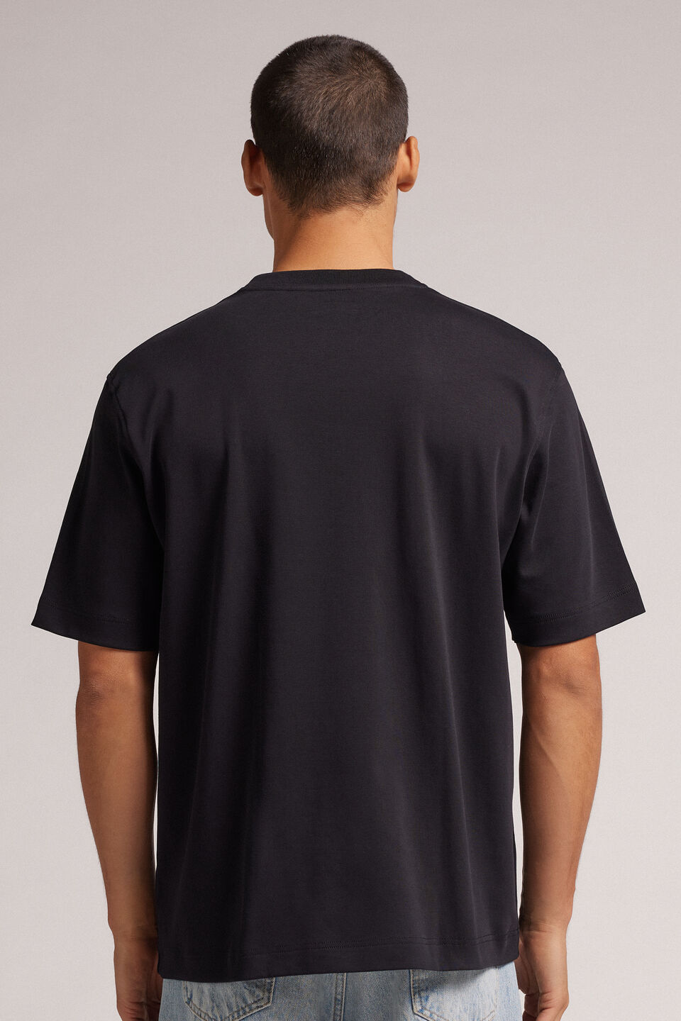Camiseta Oversized Em Algodão Interlock - Preto