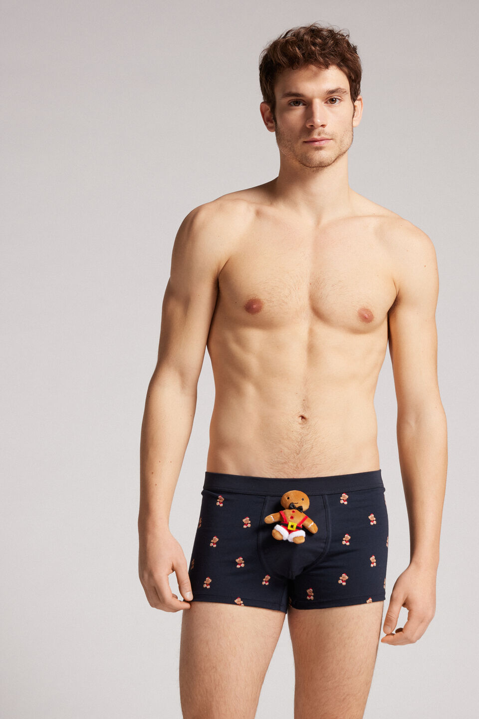 Cueca Boxer Gingerbread Em Algodão Supima - Azul