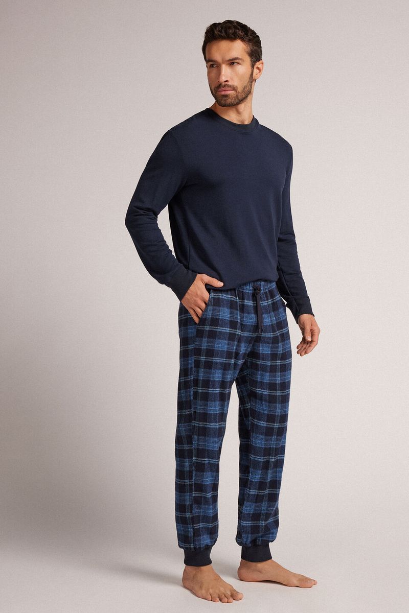 PUL439_732J_1-CALCAS-TELA-DE-ALGODAO-ESCOVADO-XADREZ-AZUL-DENIM