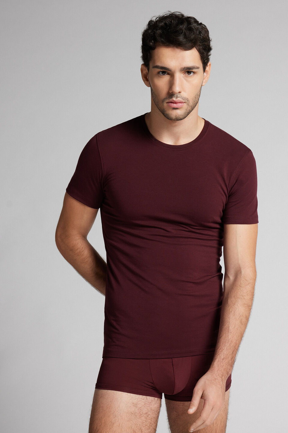 Camiseta Em Algodão Supima Elástico - Vermelho