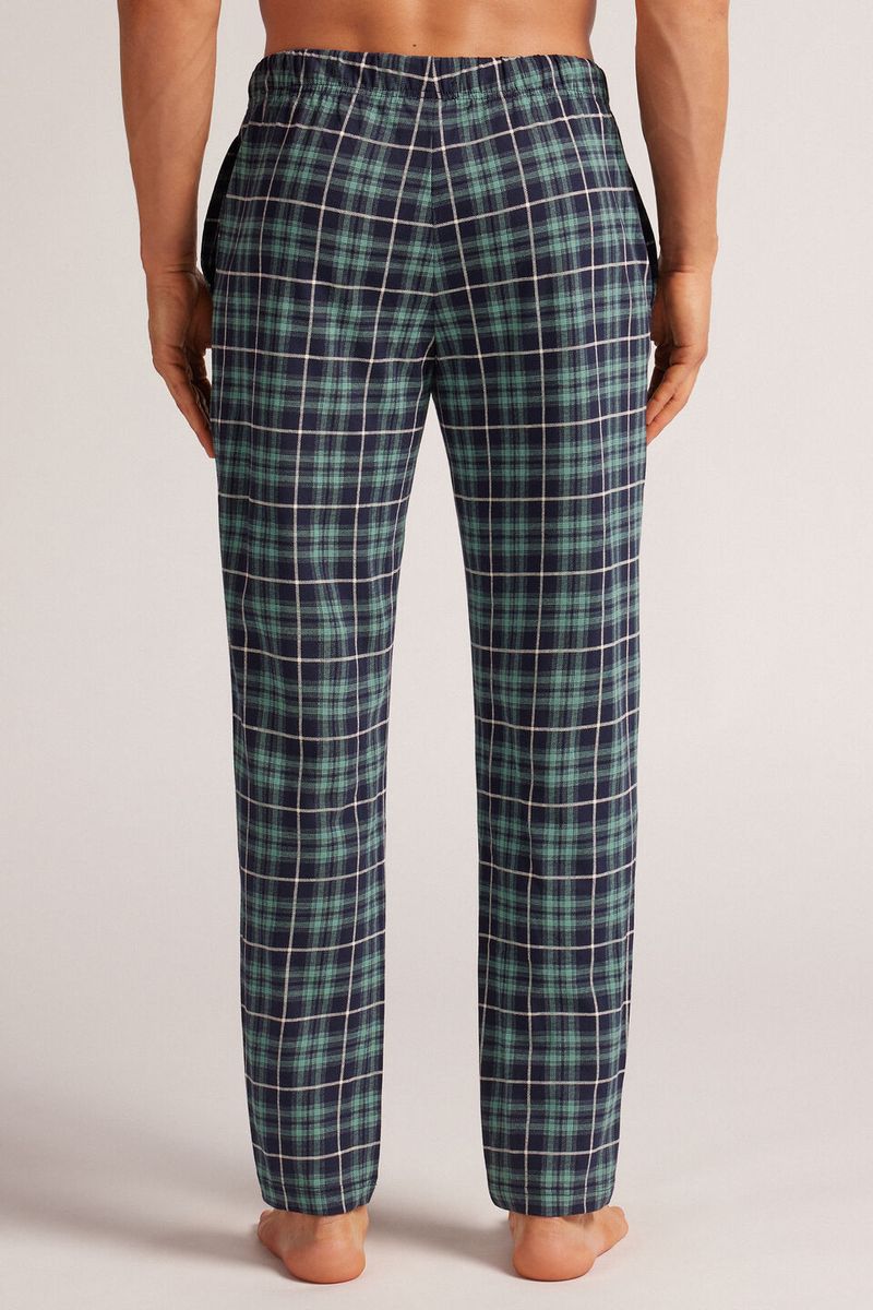 PUL448_802J_2-PANTALONI-LUNGHI-IN-COTONE-STAMPA-CHECK-BLU-VERDE