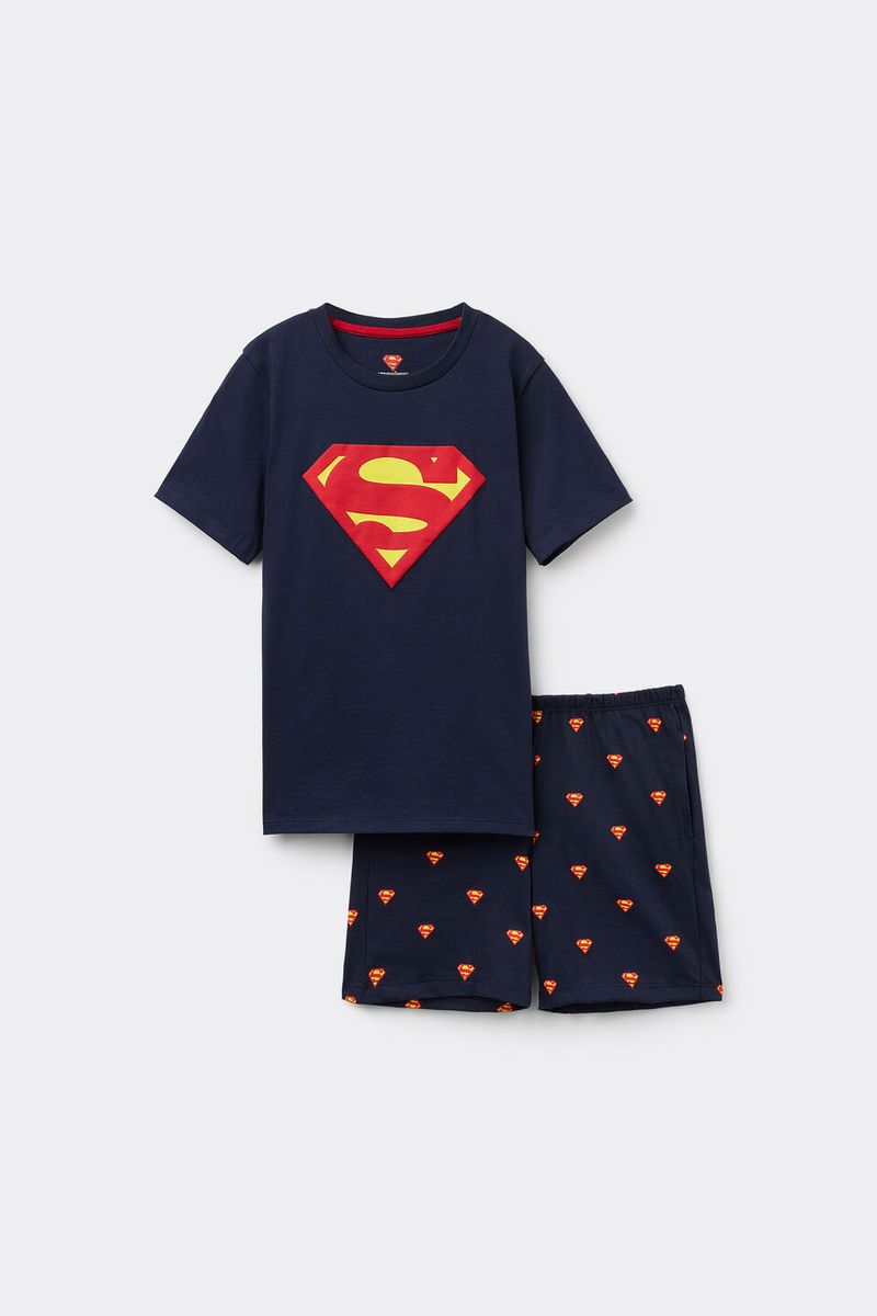PCB457_1467_10-PIJAMA-CURTO-EM-ALGODAO-DC-COMICS-SUPER-HOMEM---MENINO