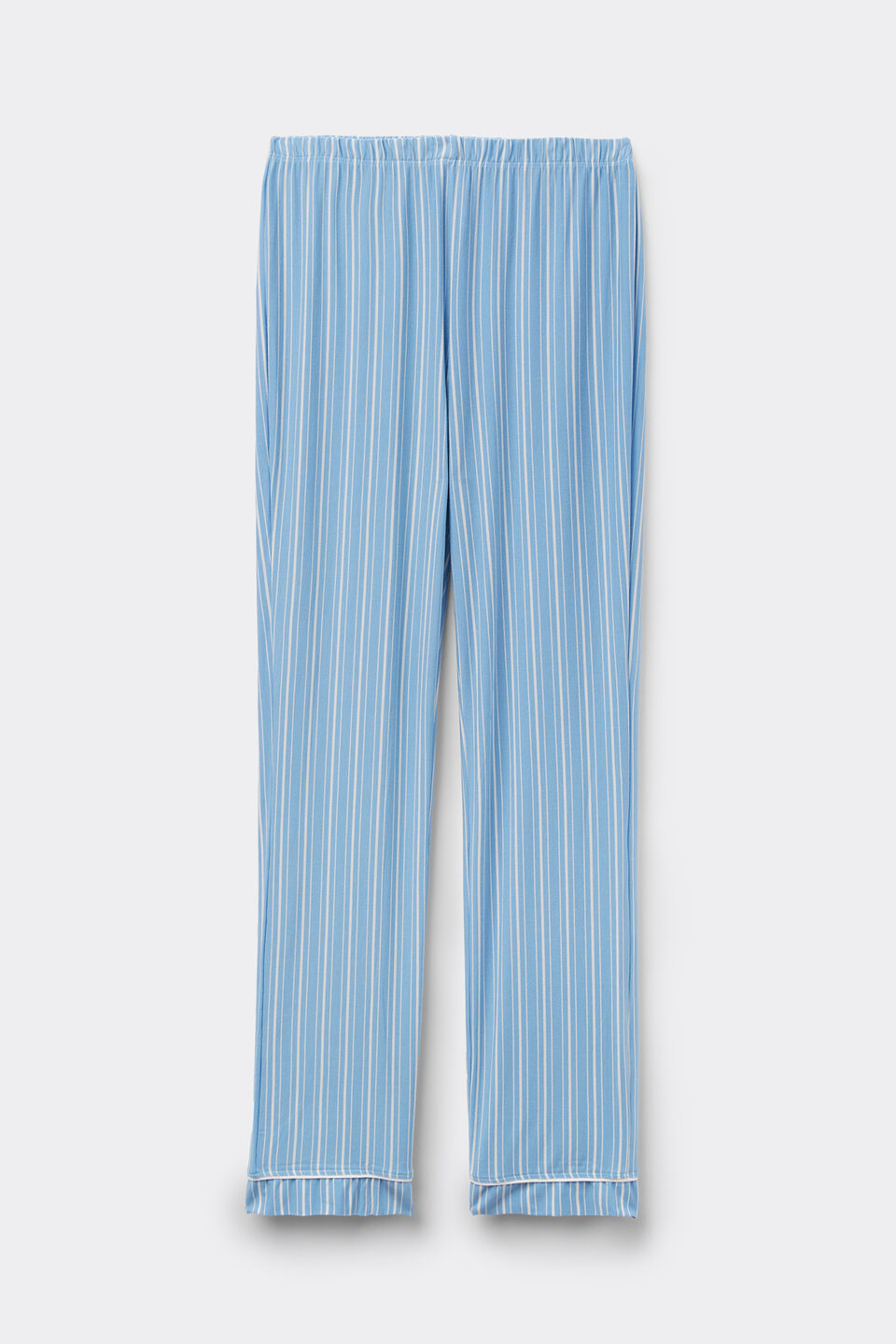 Calça Reta Em Modal Oxford Stripes - Azul
