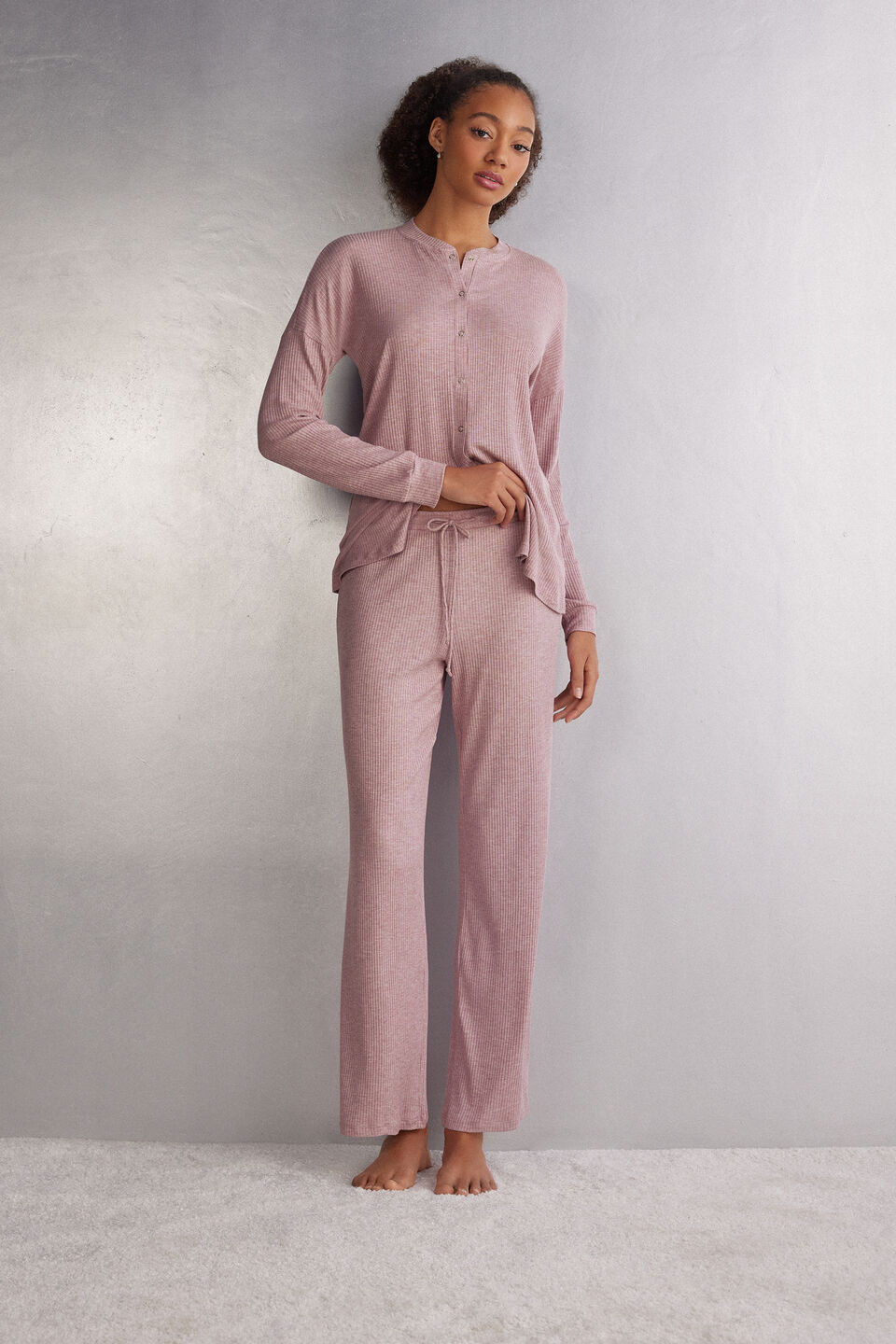 Calça Efeito Pantalona Em Modal Chic Comfort - Rosa