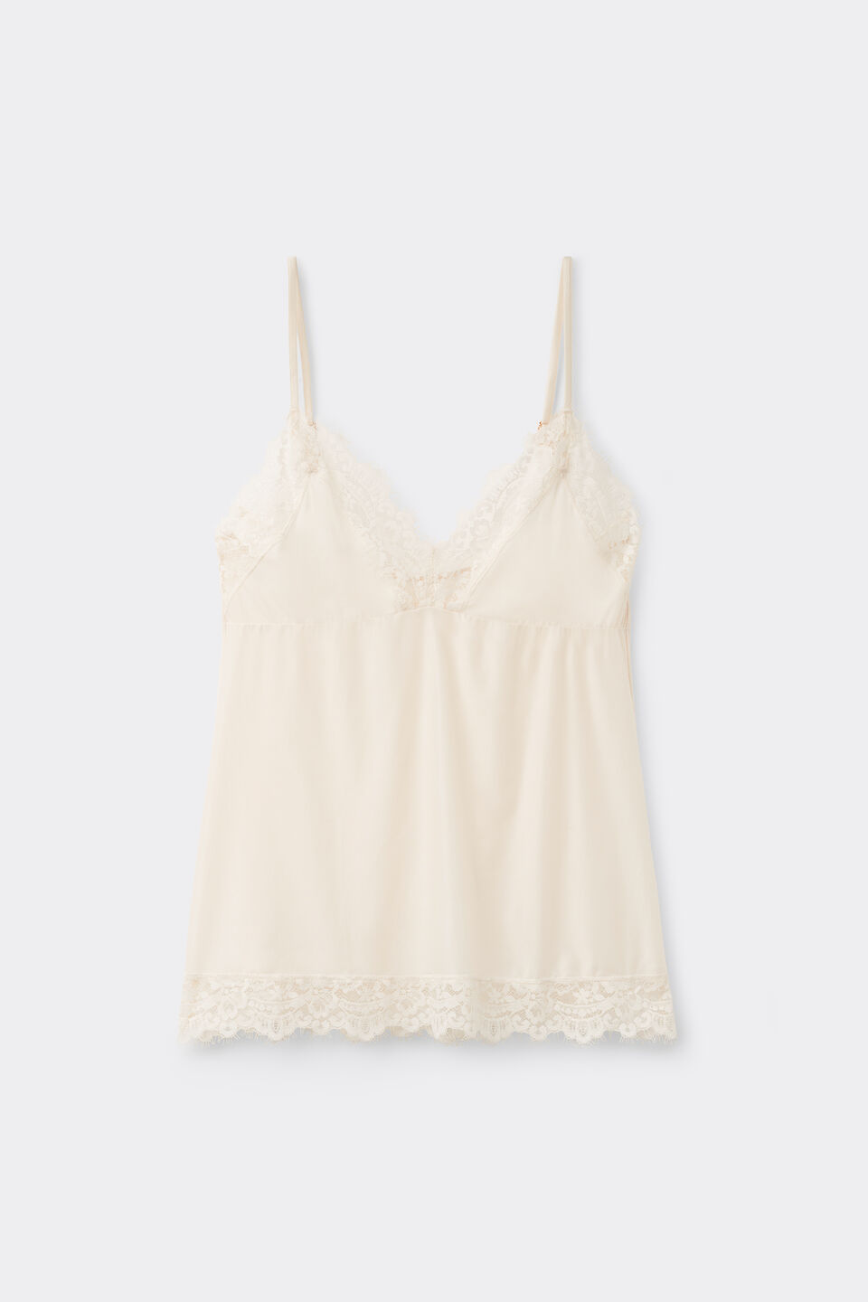Regata Em Microfibra e Renda Self Love - Off-White