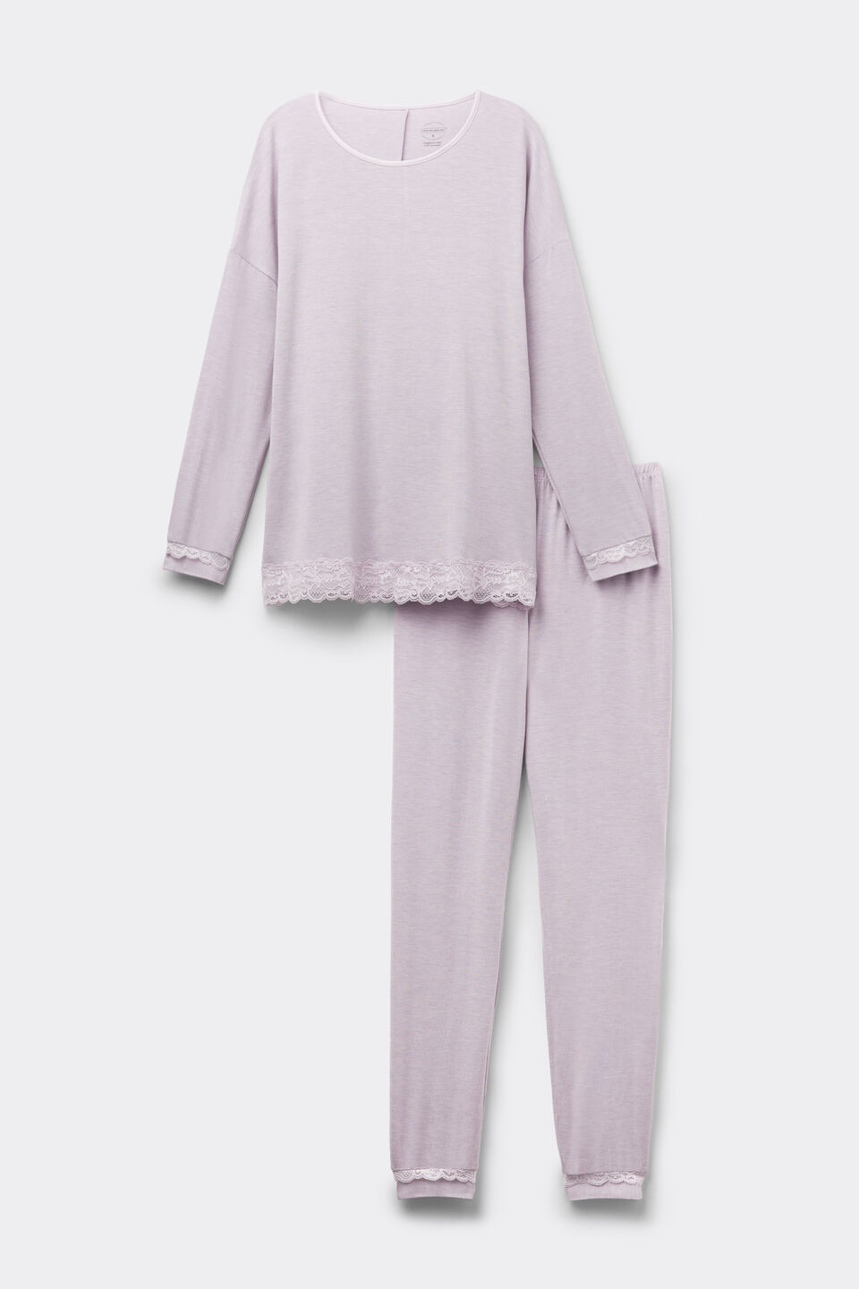 Pijama Comprido Em Modal Com Renda - Roxo